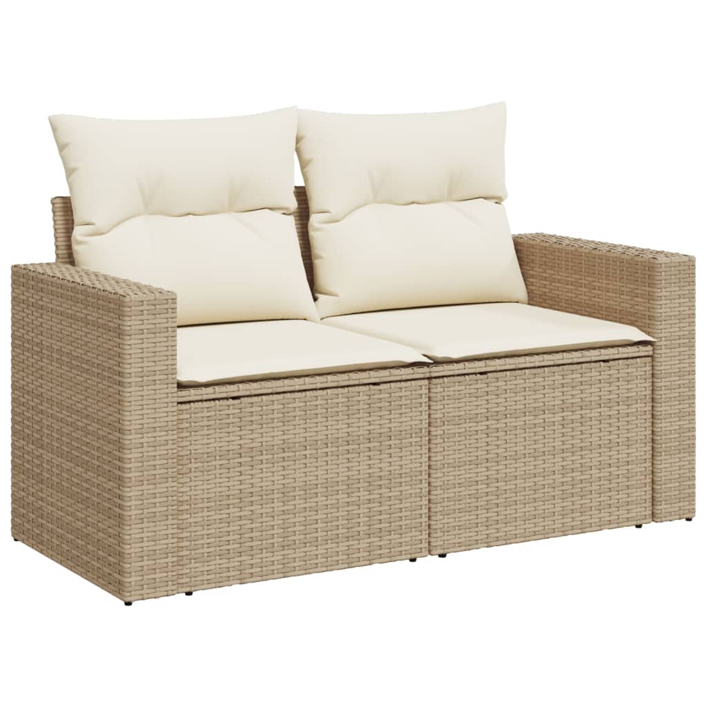 5-delige Loungeset met kussens poly rattan beige