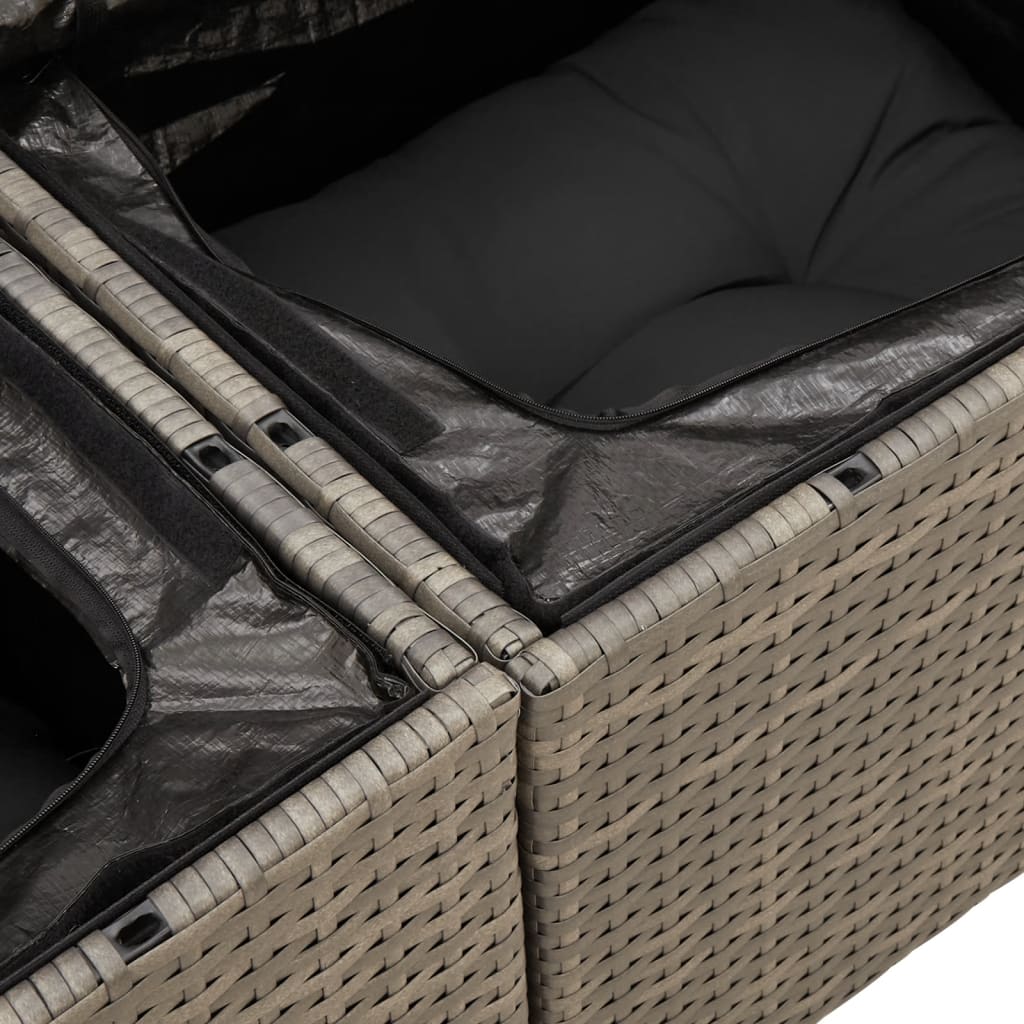 5-delige Loungeset met kussens poly rattan grijs