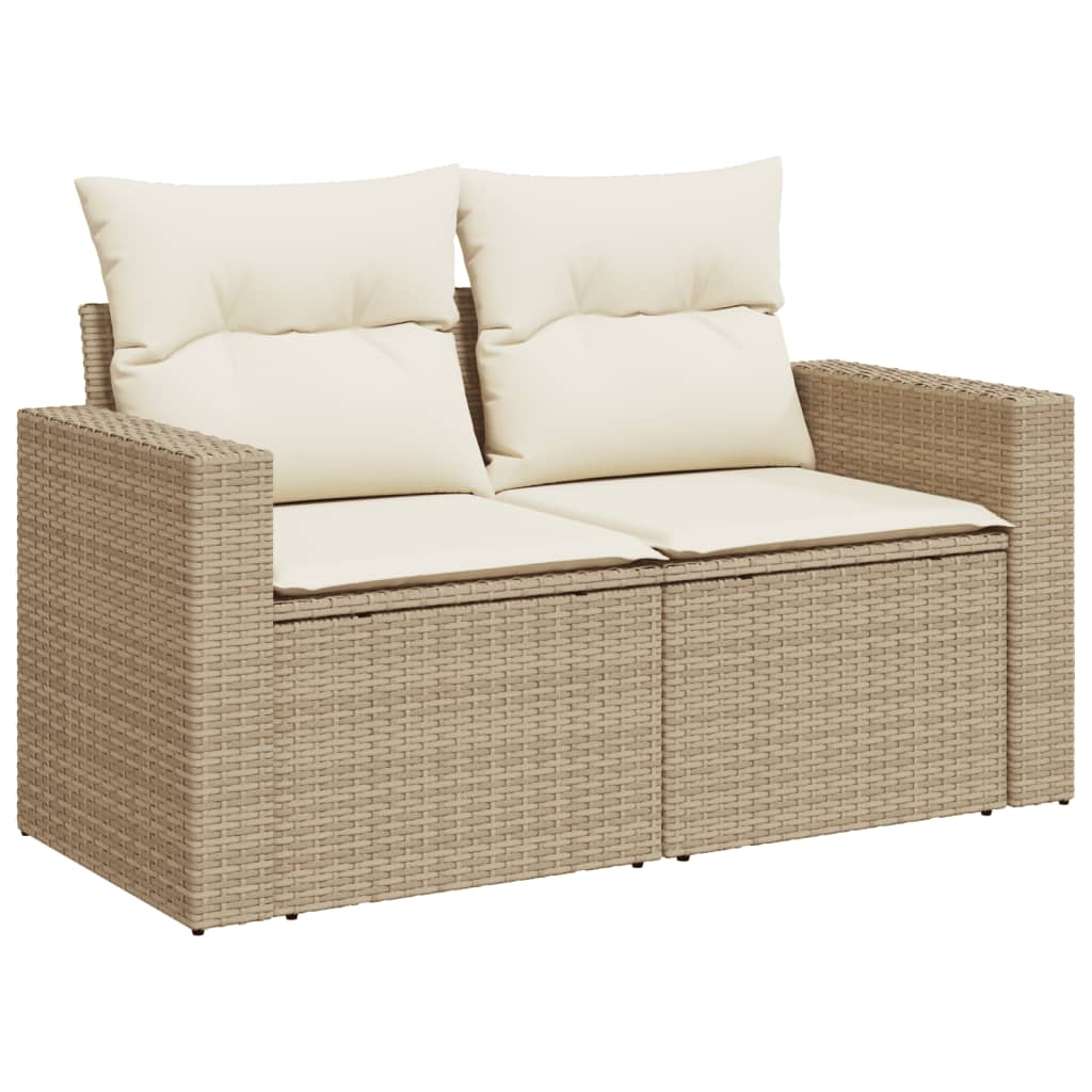 8-delige Loungeset met kussens poly rattan beige