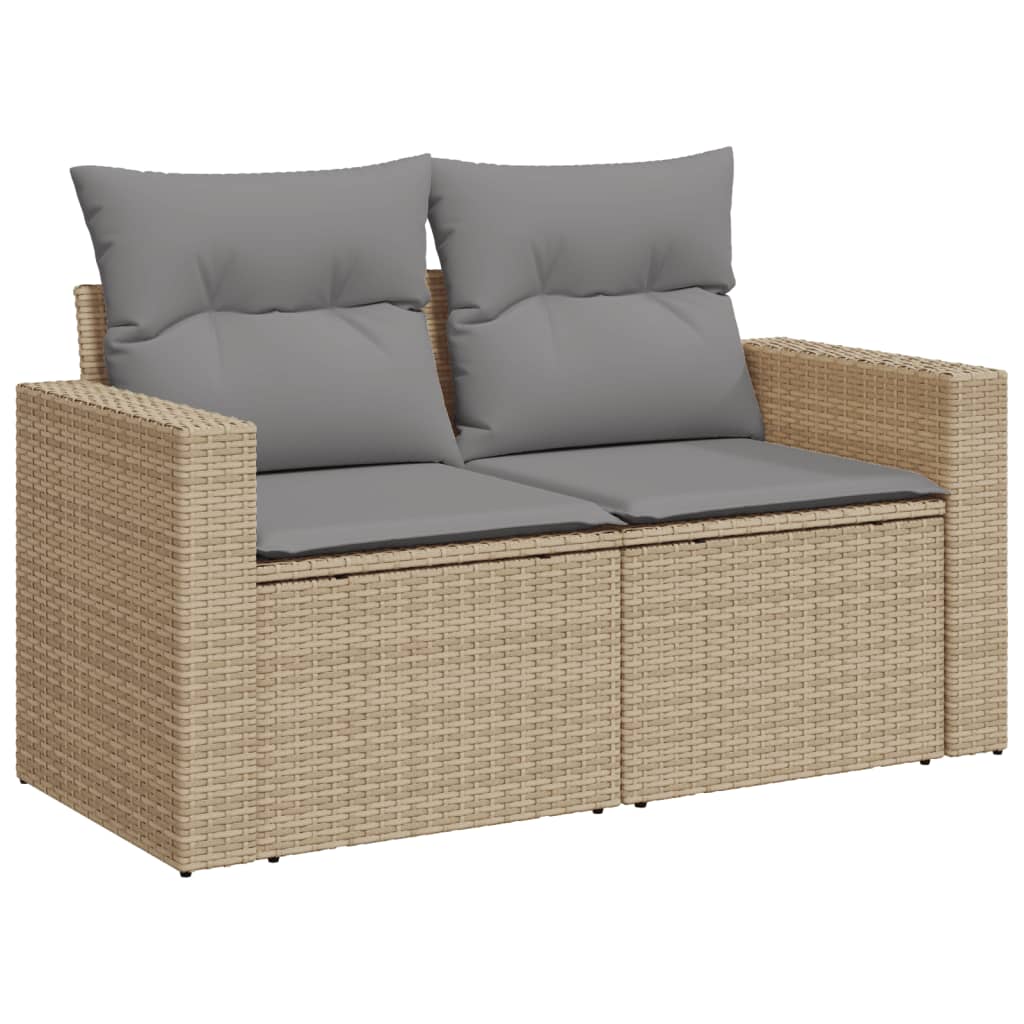 12-delige Loungeset met kussens poly rattan gemengd beige