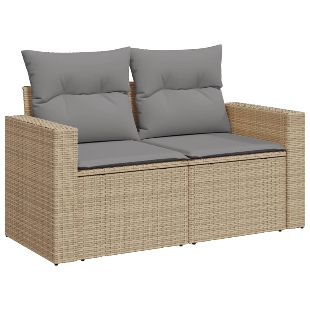 11-delige Loungeset met kussens poly rattan gemengd beige