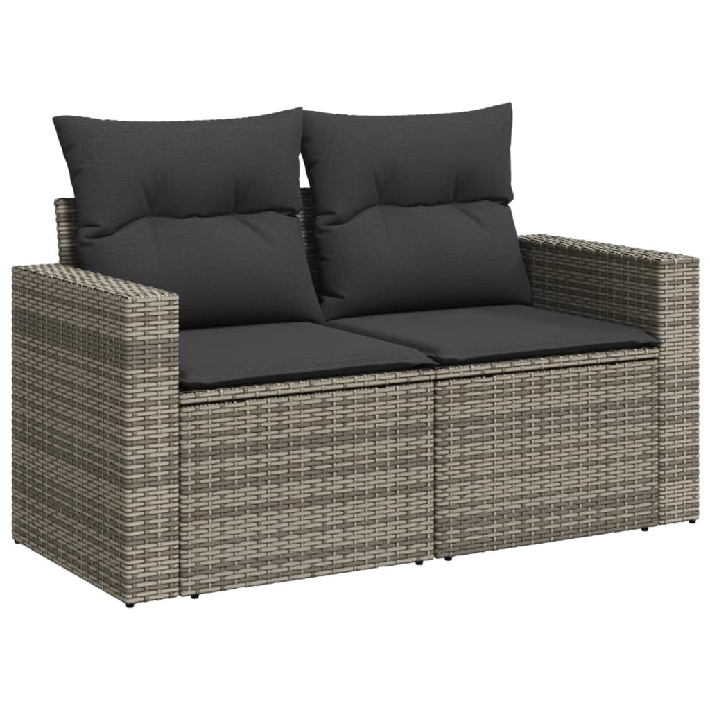 11-delige Loungeset met kussens poly rattan grijs