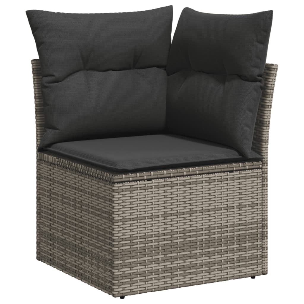 14-delige Loungeset met kussens poly rattan grijs