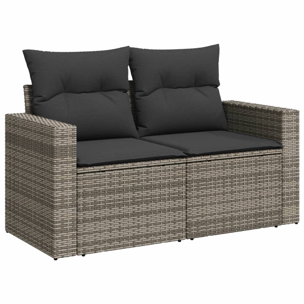 13-delige Loungeset met kussens poly rattan grijs