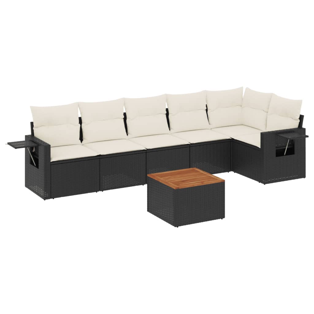 7-delige Loungeset met kussens poly rattan zwart Tuinsets | Creëer jouw Trendy Thuis | Gratis bezorgd & Retour | Trendy.nl