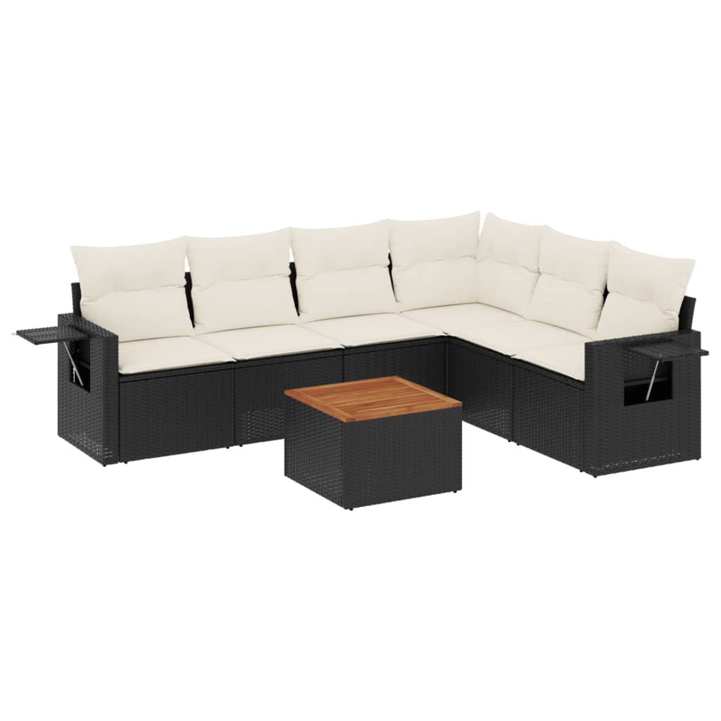 7-delige Loungeset met kussens poly rattan zwart Tuinsets | Creëer jouw Trendy Thuis | Gratis bezorgd & Retour | Trendy.nl