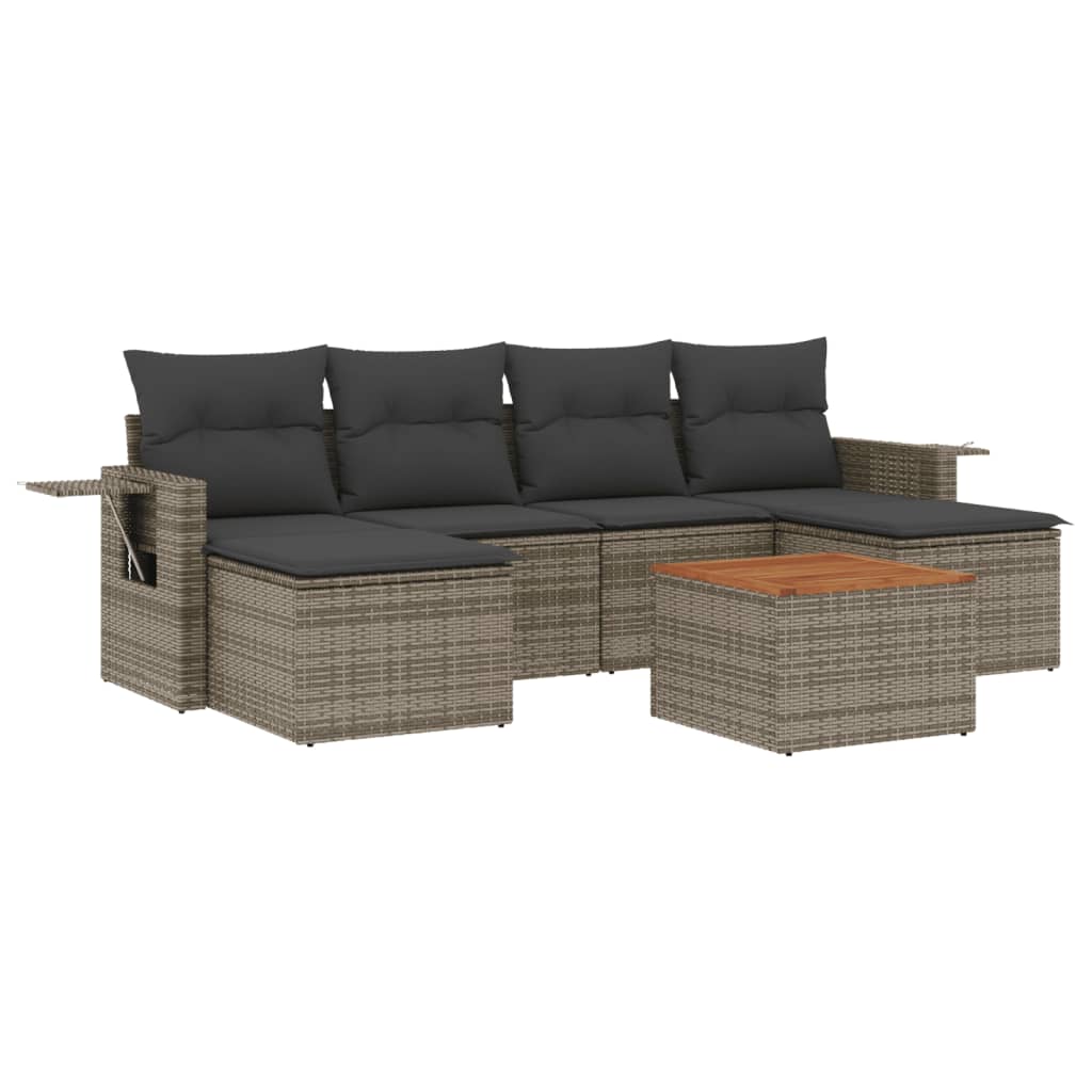 7-delige Loungeset met kussens poly rattan grijs Tuinsets | Creëer jouw Trendy Thuis | Gratis bezorgd & Retour | Trendy.nl