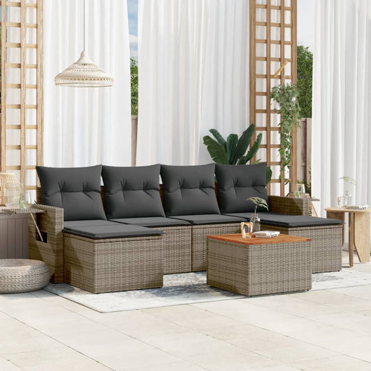 7-delige Loungeset met kussens poly rattan grijs Tuinsets | Creëer jouw Trendy Thuis | Gratis bezorgd & Retour | Trendy.nl