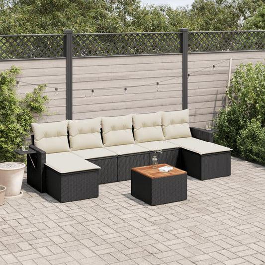 8-delige Loungeset met kussens poly rattan zwart Tuinsets | Creëer jouw Trendy Thuis | Gratis bezorgd & Retour | Trendy.nl