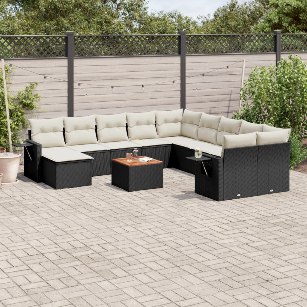 12-delige Loungeset met kussens poly rattan zwart Tuinsets | Creëer jouw Trendy Thuis | Gratis bezorgd & Retour | Trendy.nl