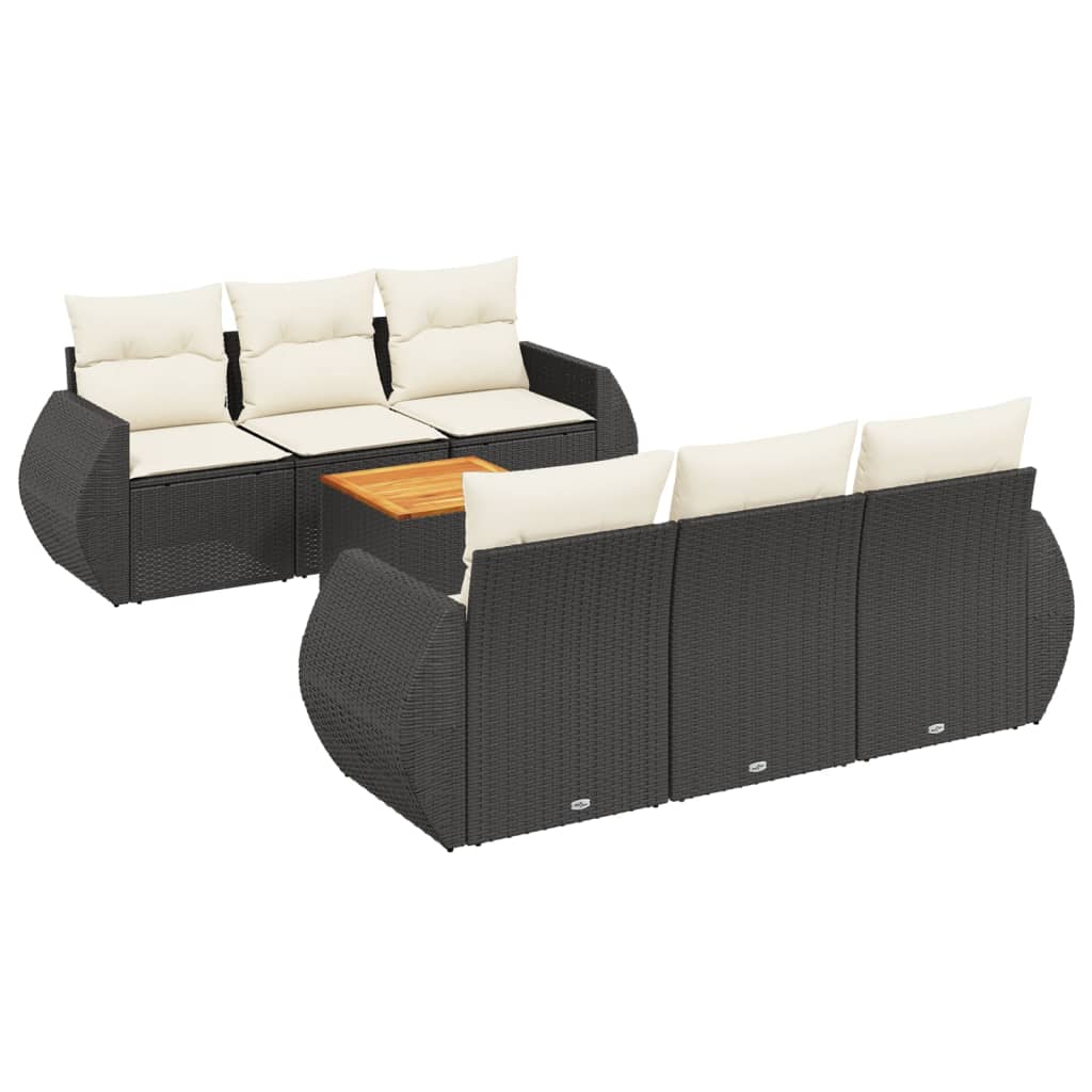 7-delige Loungeset met kussens poly rattan zwart Tuinsets | Creëer jouw Trendy Thuis | Gratis bezorgd & Retour | Trendy.nl