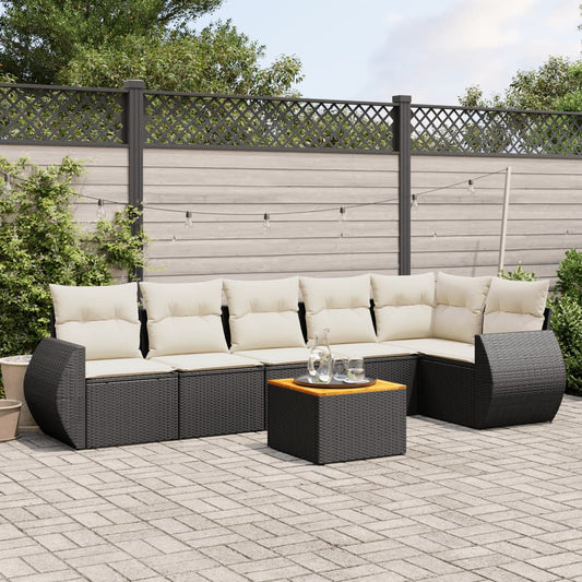 7-delige Loungeset met kussens poly rattan zwart Tuinsets | Creëer jouw Trendy Thuis | Gratis bezorgd & Retour | Trendy.nl