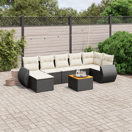 8-delige Loungeset met kussens poly rattan zwart Tuinsets | Creëer jouw Trendy Thuis | Gratis bezorgd & Retour | Trendy.nl