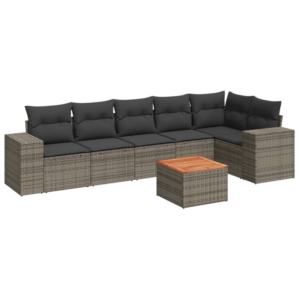 7-delige Loungeset met kussens poly rattan grijs Tuinsets | Creëer jouw Trendy Thuis | Gratis bezorgd & Retour | Trendy.nl