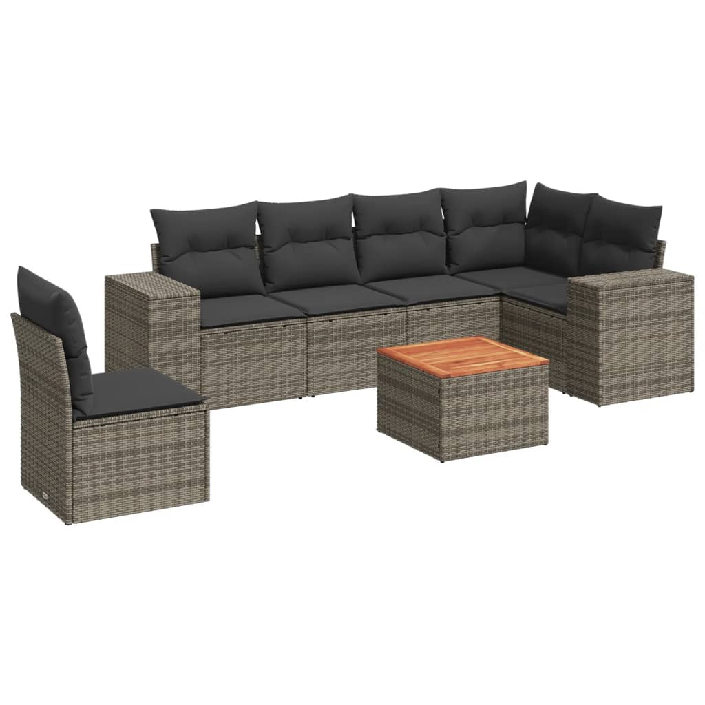 7-delige Loungeset met kussens poly rattan grijs Tuinsets | Creëer jouw Trendy Thuis | Gratis bezorgd & Retour | Trendy.nl