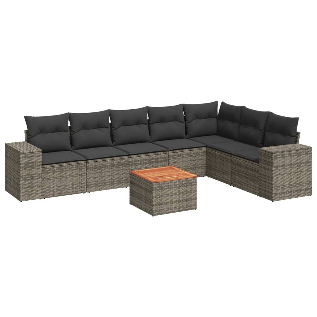 8-delige Loungeset met kussens poly rattan grijs Tuinsets | Creëer jouw Trendy Thuis | Gratis bezorgd & Retour | Trendy.nl