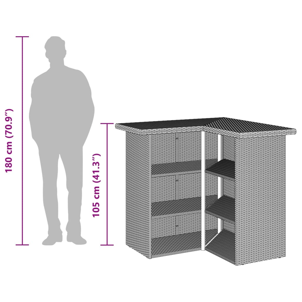 5-delige Tuinbarset met kussens poly rattan bruin