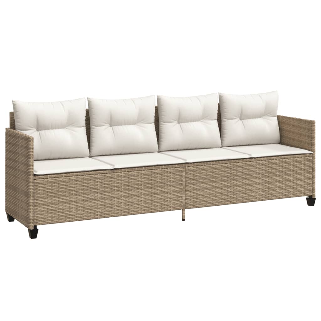 5-delige Loungeset met kussens poly rattan beige