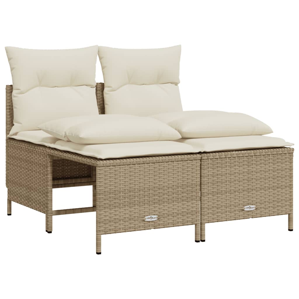 5-delige Loungeset met kussens poly rattan beige