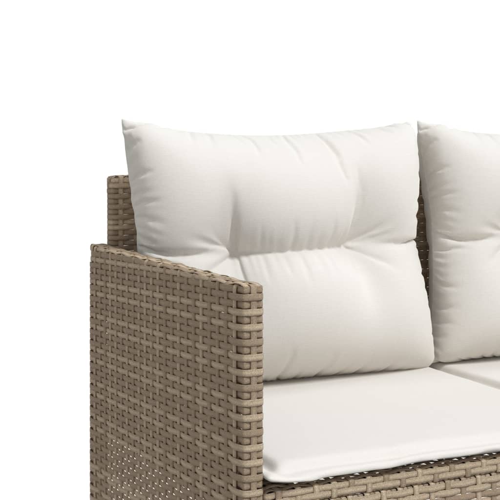 5-delige Loungeset met kussens poly rattan beige