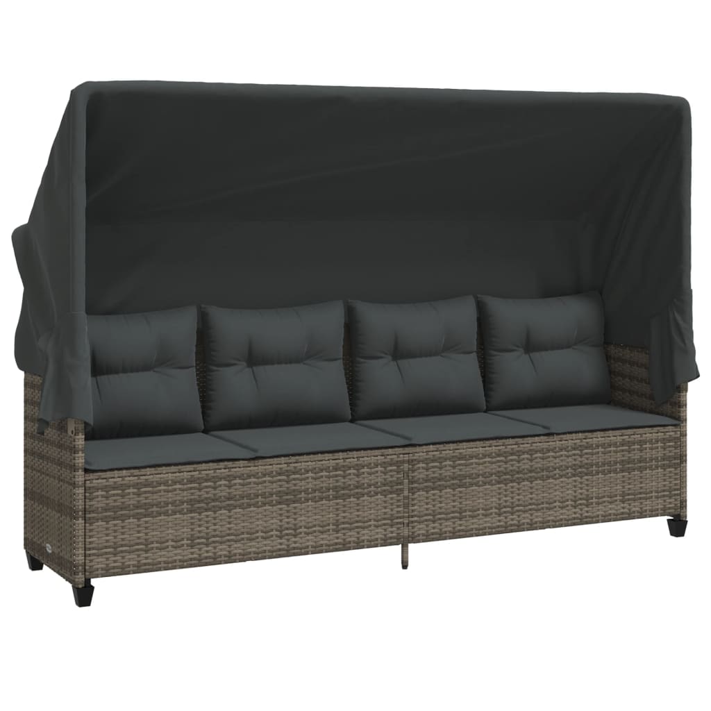 5-delige Loungeset met kussens poly rattan grijs