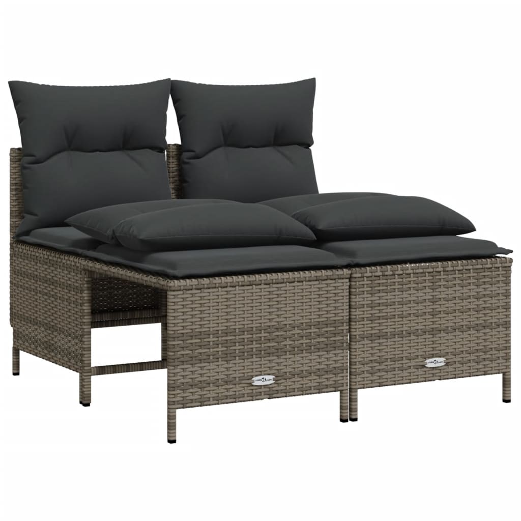 5-delige Loungeset met kussens poly rattan grijs