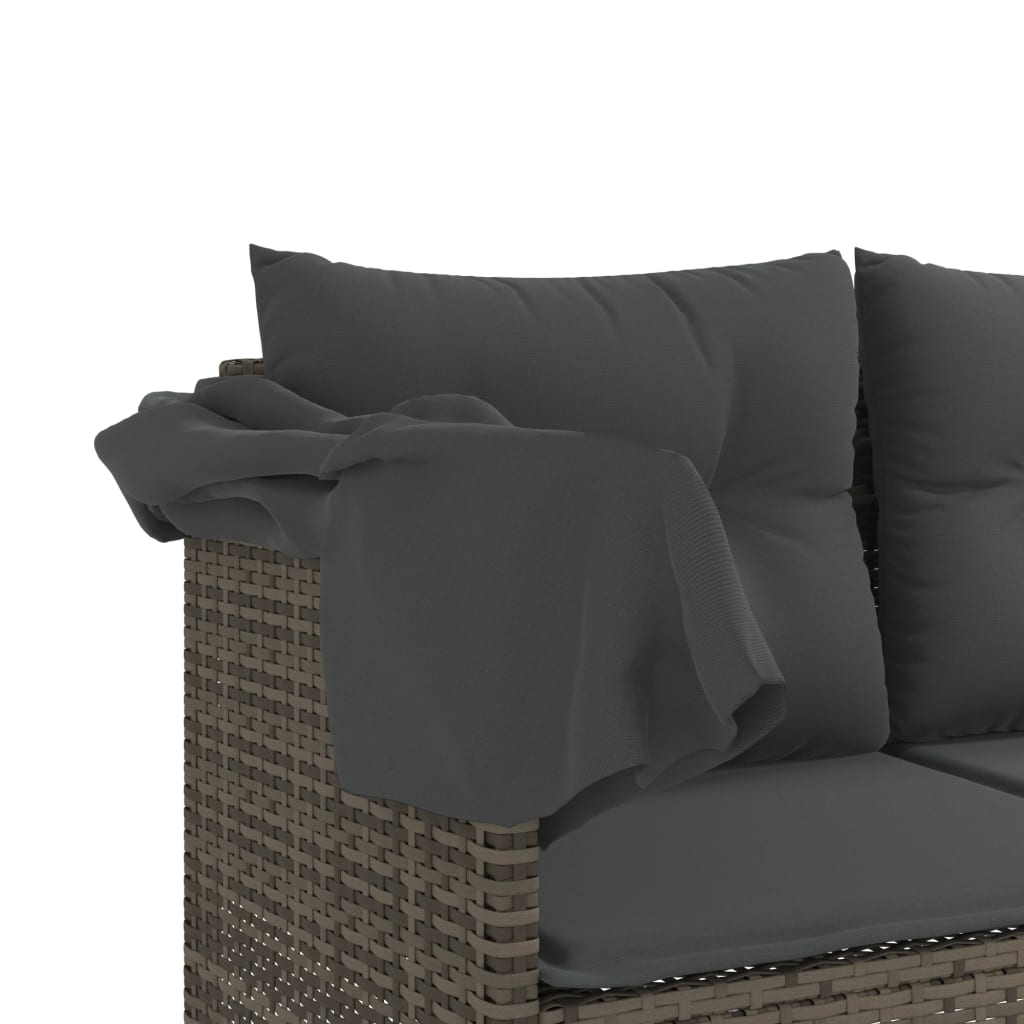 5-delige Loungeset met kussens poly rattan grijs