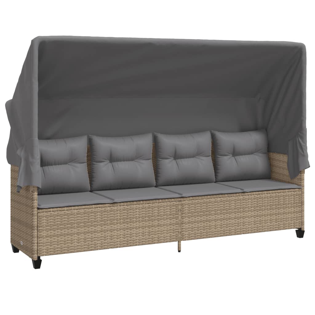 5-delige Loungeset met kussens poly rattan beige