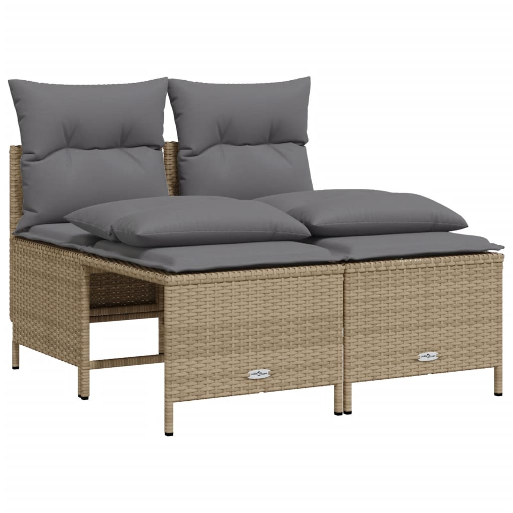 5-delige Loungeset met kussens poly rattan beige