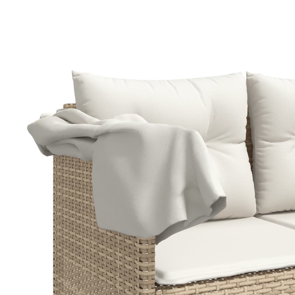 5-delige Loungeset met kussens poly rattan beige