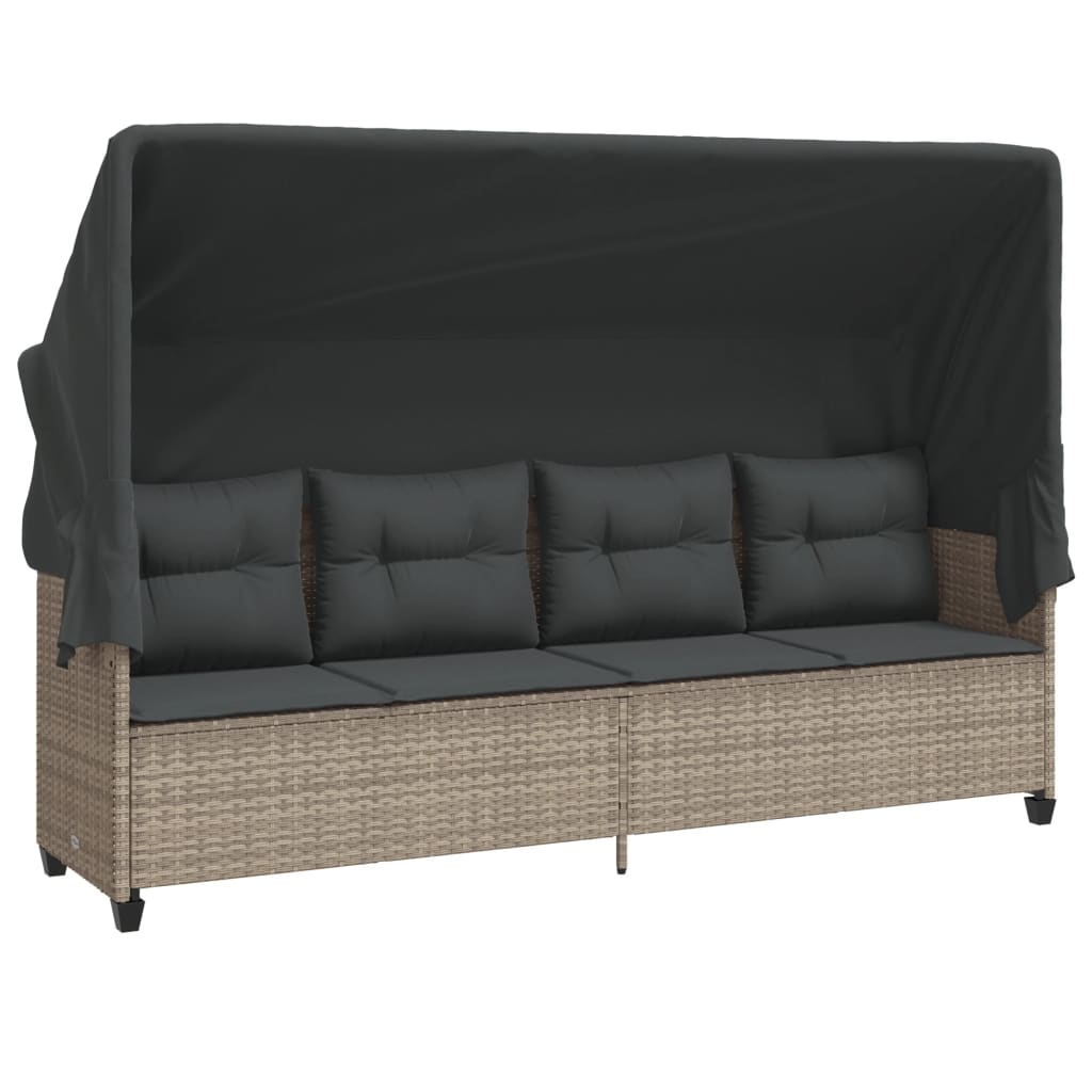 5-delige Loungeset met kussens poly rattan lichtgrijs