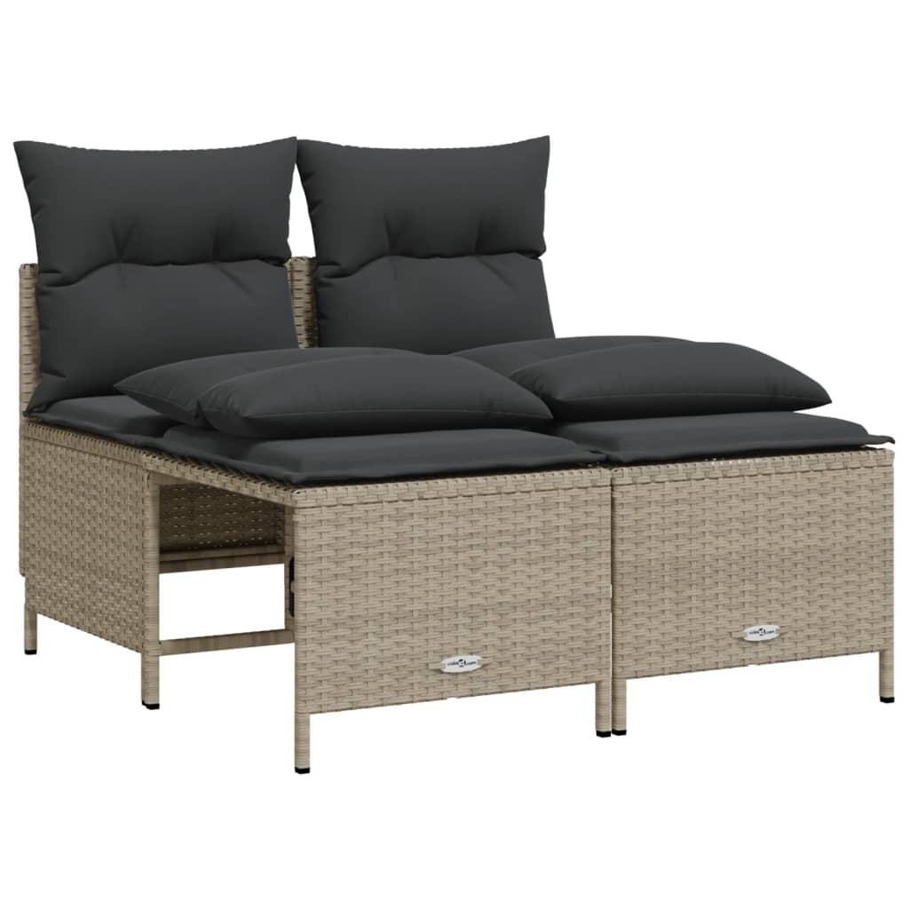 5-delige Loungeset met kussens poly rattan lichtgrijs