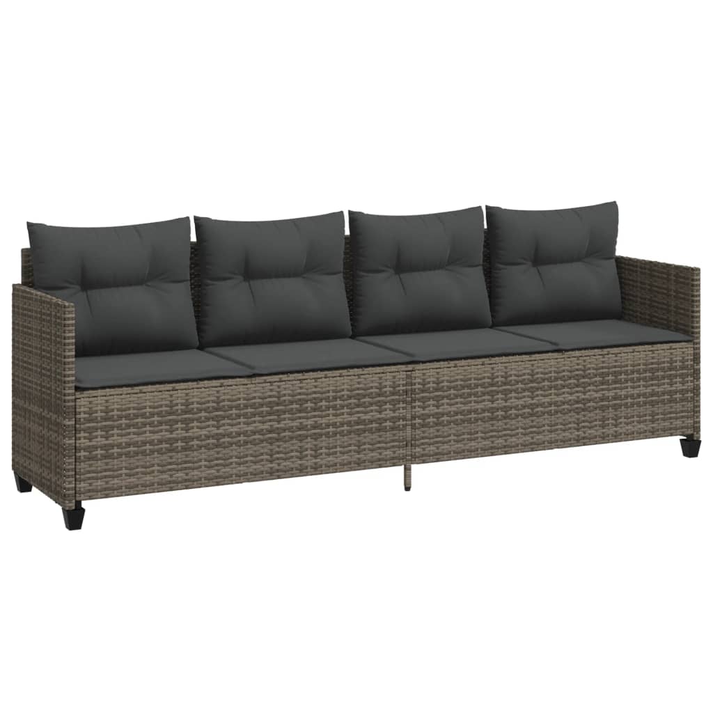 5-delige Loungeset met kussens poly rattan grijs