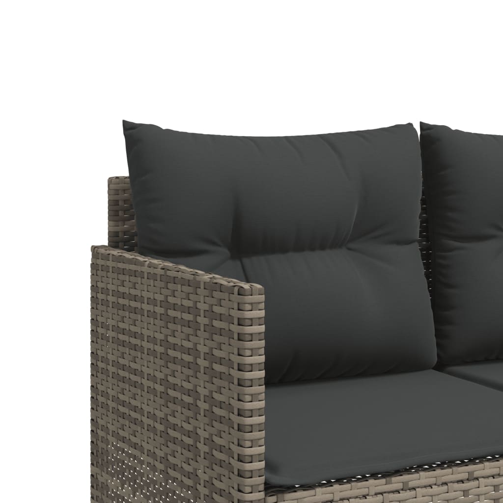 5-delige Loungeset met kussens poly rattan grijs