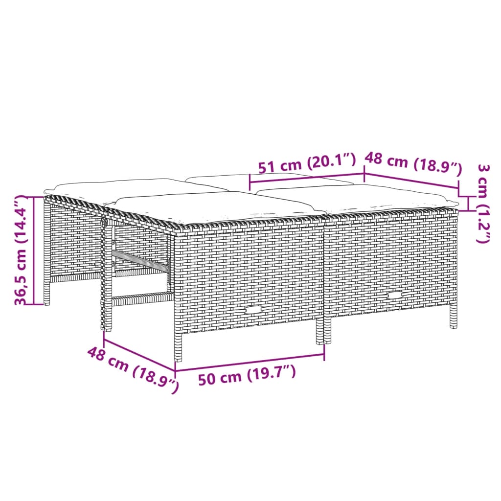 5-delige Loungeset met kussens poly rattan grijs