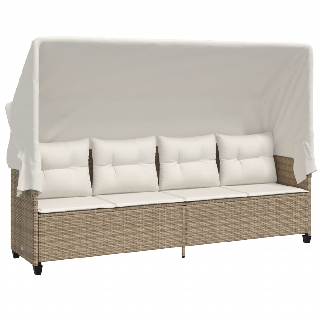 5-delige Loungeset met kussens poly rattan beige