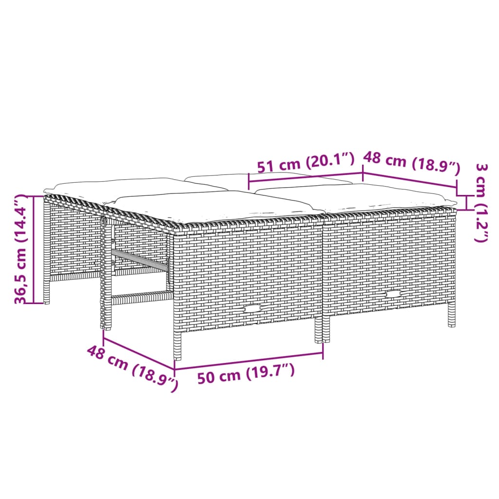 5-delige Loungeset met kussens poly rattan beige