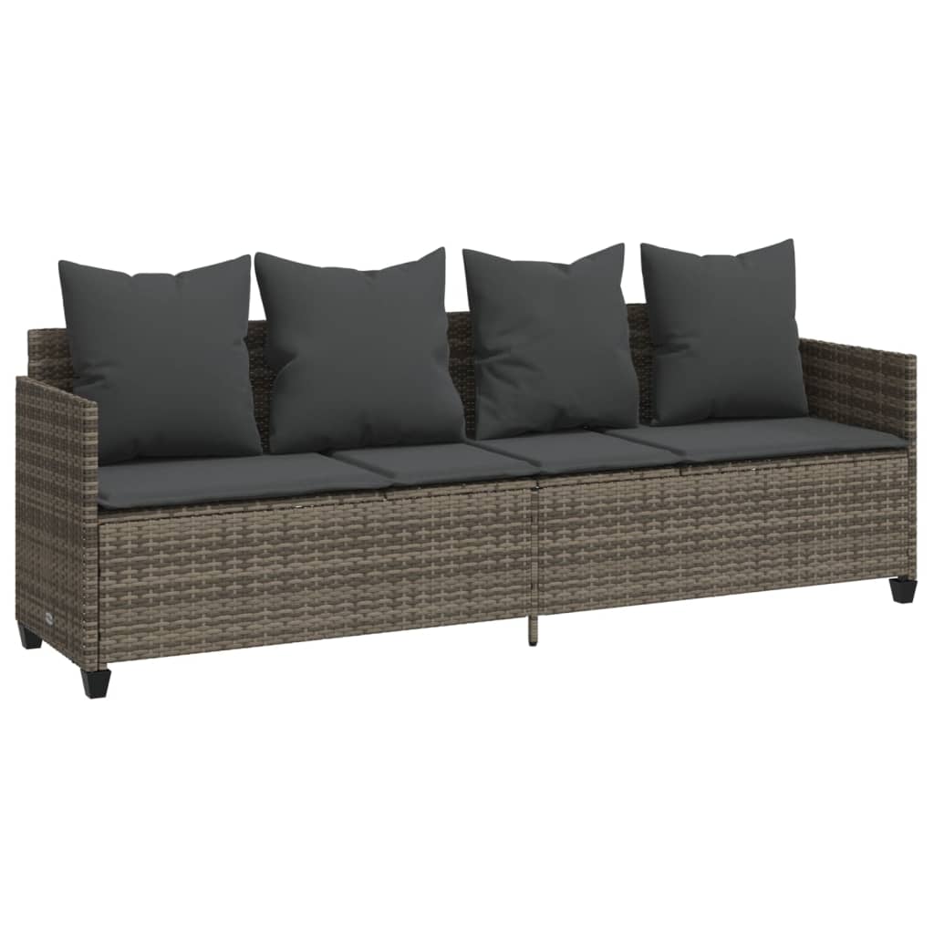 5-delige Loungeset met kussens poly rattan grijs