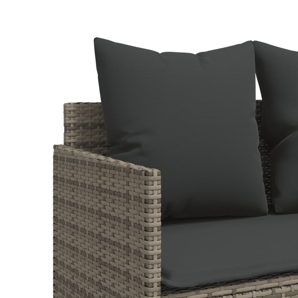 5-delige Loungeset met kussens poly rattan grijs