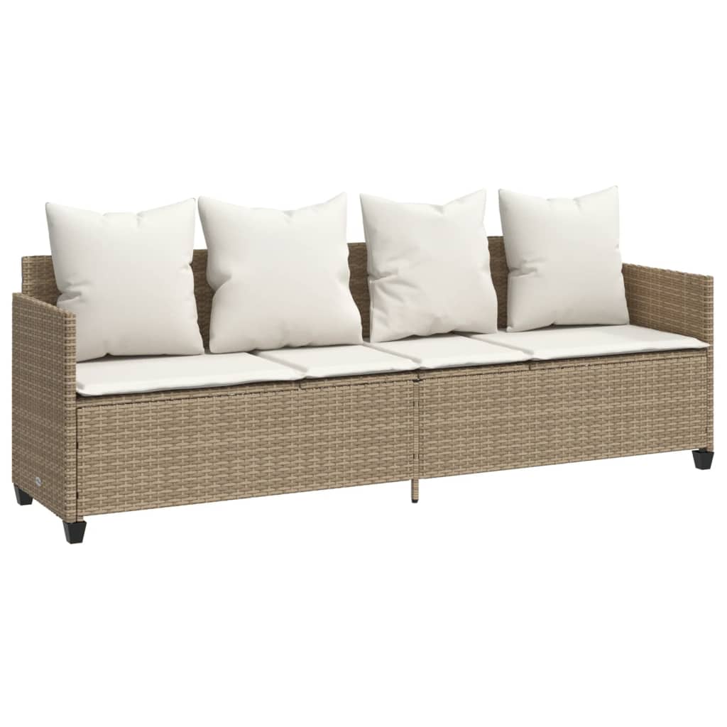 5-delige Loungeset met kussens poly rattan beige