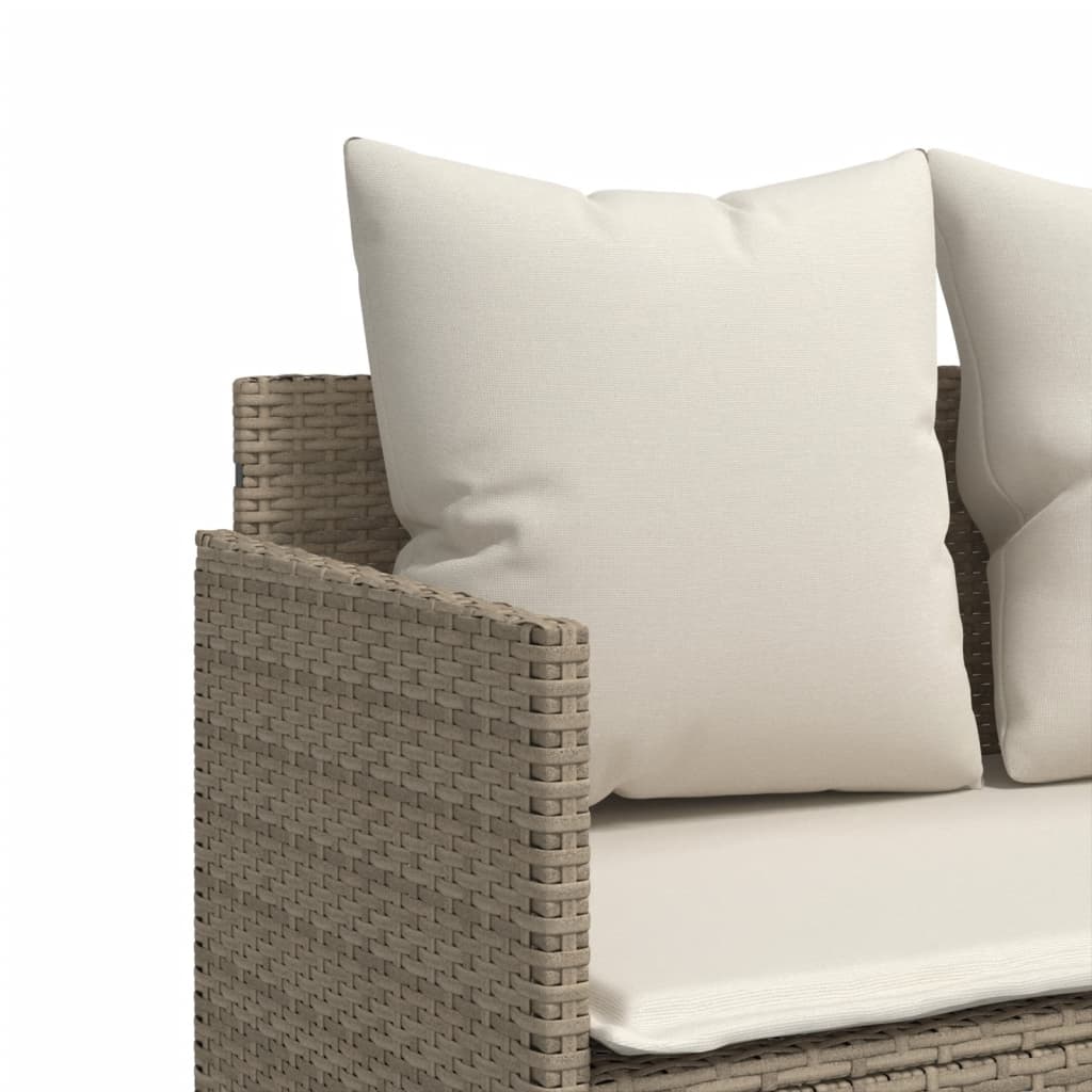 5-delige Loungeset met kussens poly rattan beige