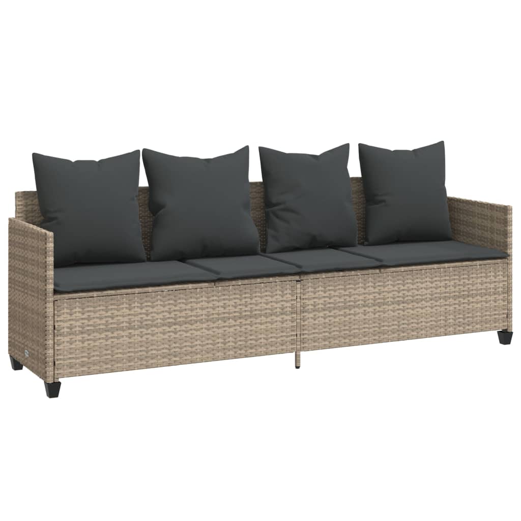 5-delige Loungeset met kussens poly rattan lichtgrijs