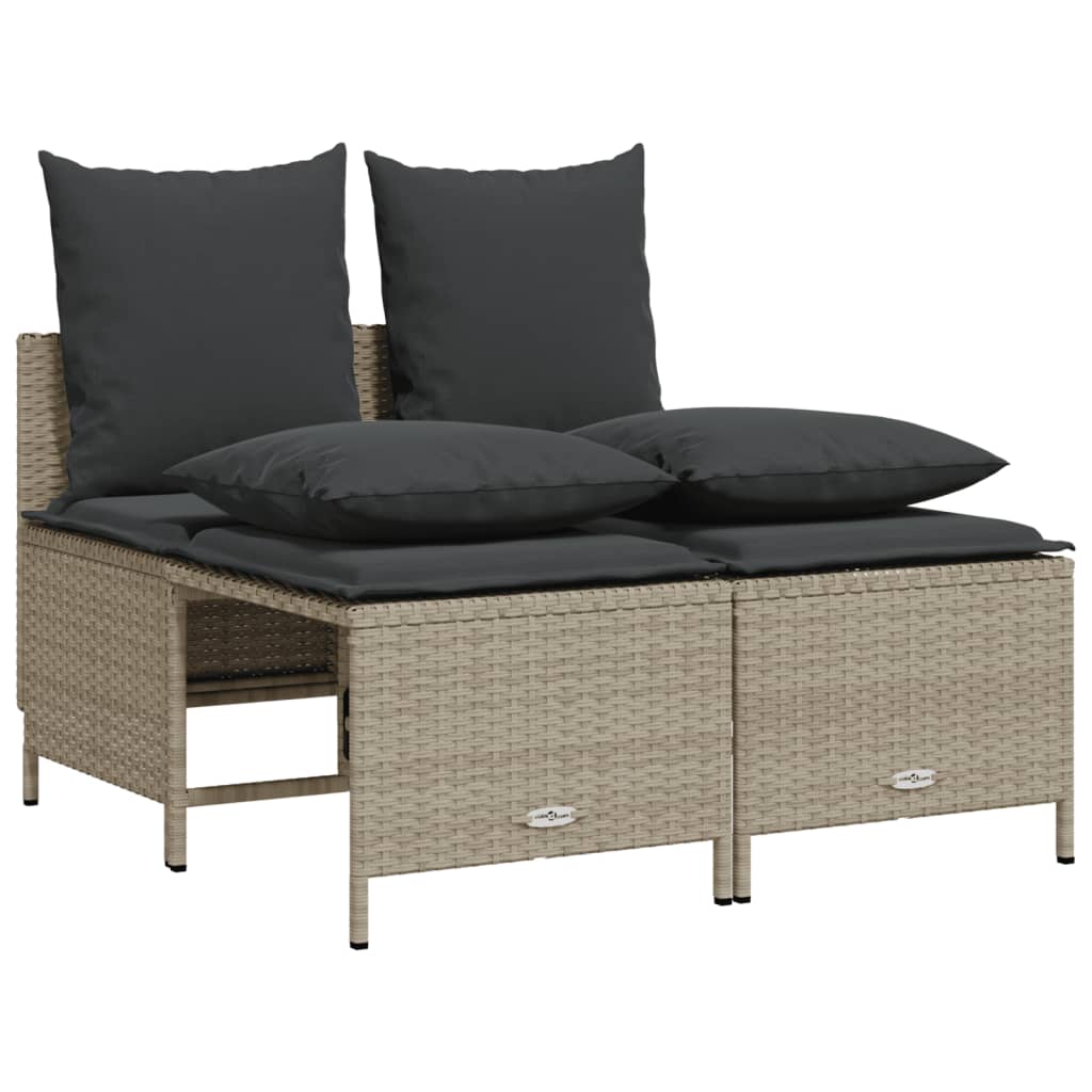 5-delige Loungeset met kussens poly rattan lichtgrijs