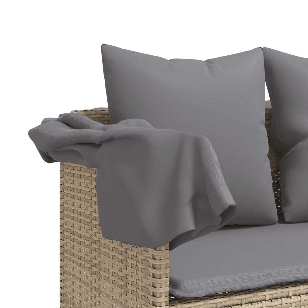 5-delige Loungeset met kussens poly rattan beige