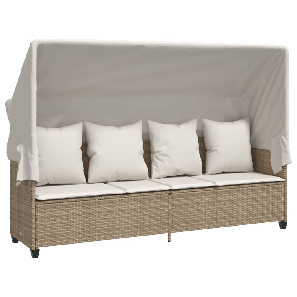 5-delige Loungeset met kussens poly rattan beige