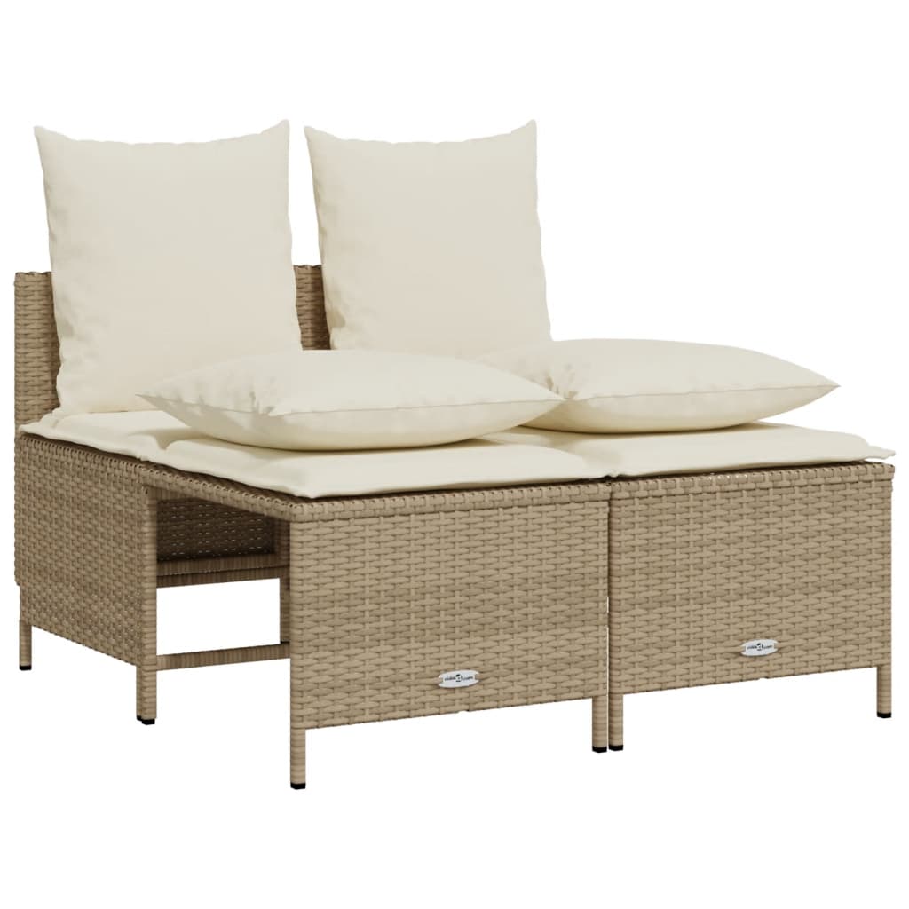 5-delige Loungeset met kussens poly rattan beige