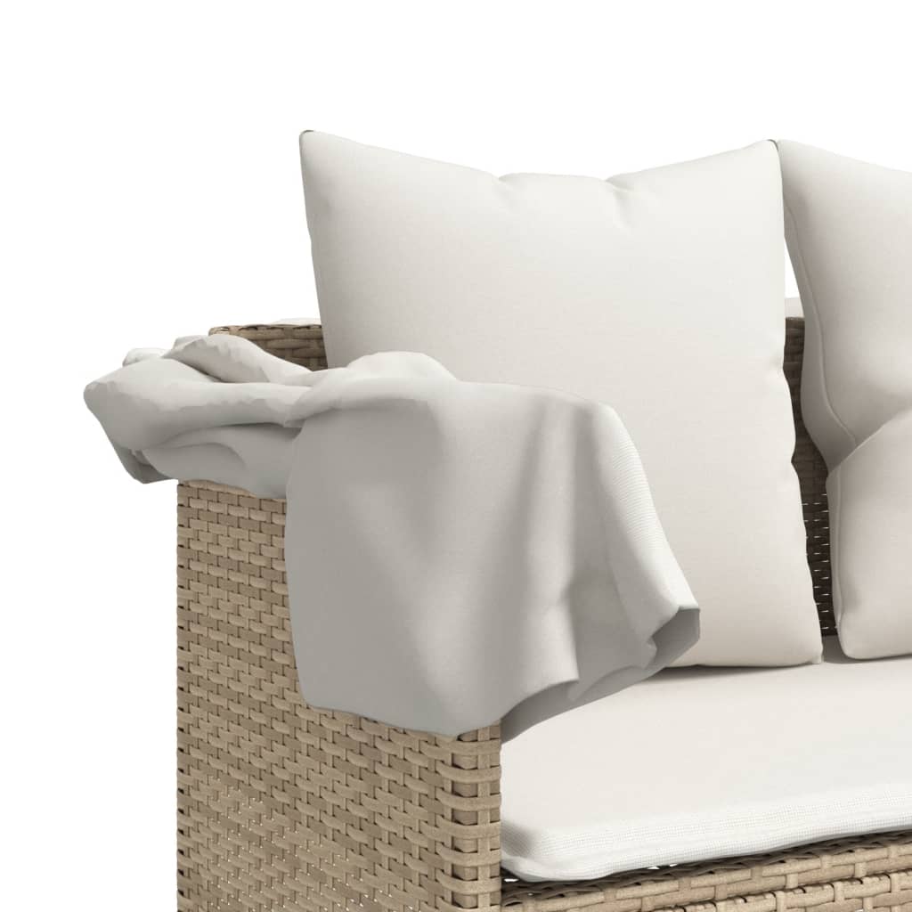 5-delige Loungeset met kussens poly rattan beige