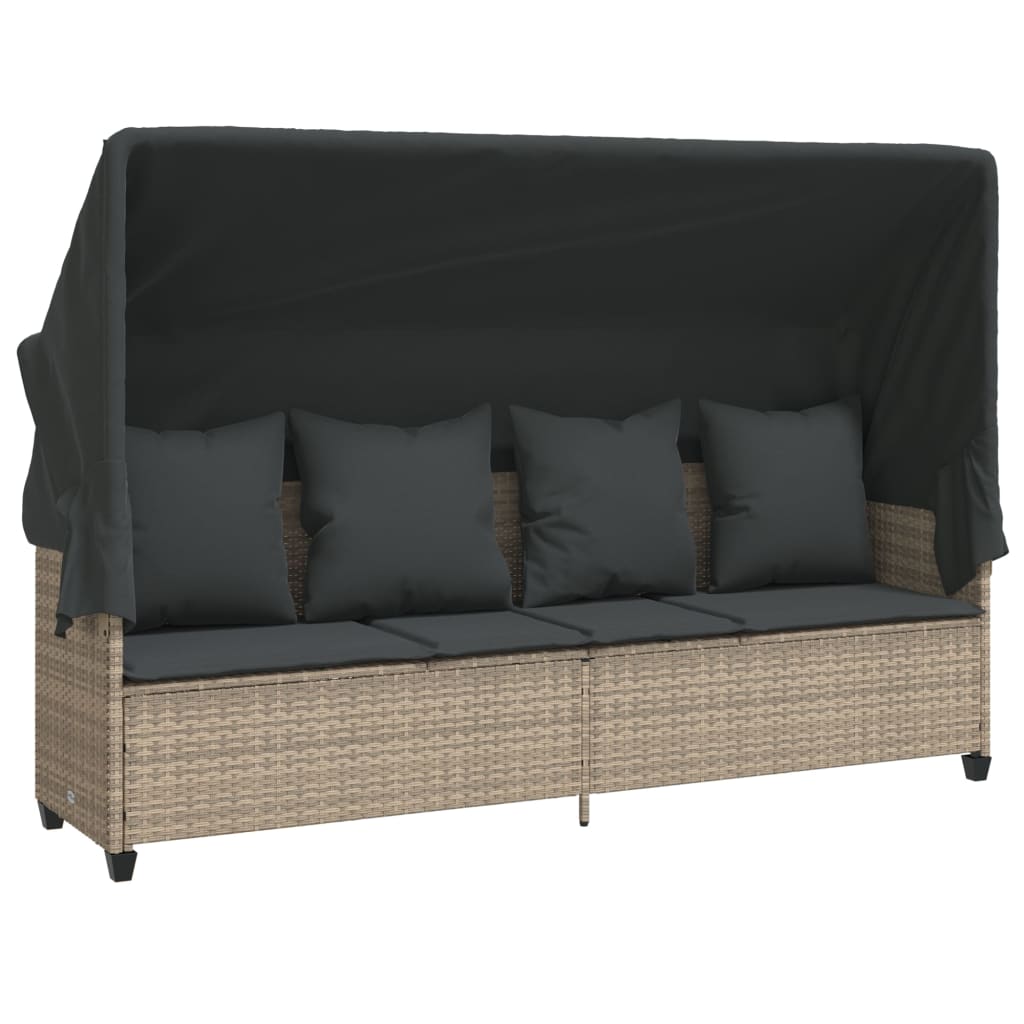 5-delige Loungeset met kussens poly rattan lichtgrijs