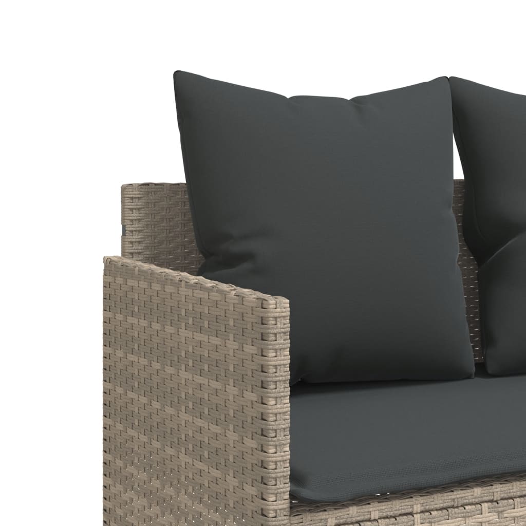 5-delige Loungeset met kussens poly rattan lichtgrijs