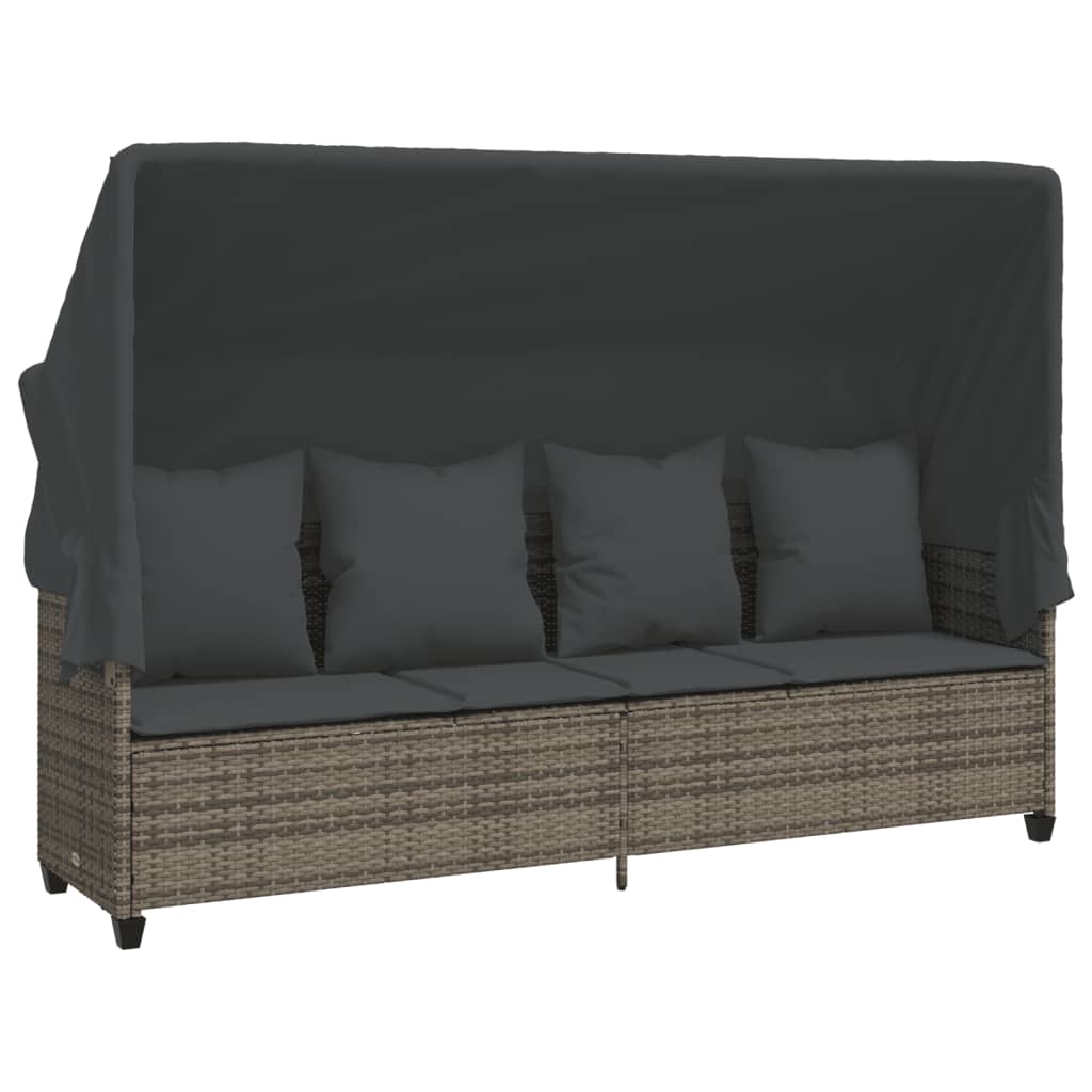 5-delige Loungeset met kussens poly rattan grijs